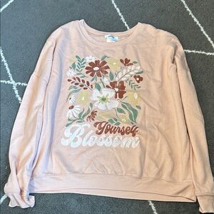 NWOT Weekend Soul Light Peach Graphic Sweatshirt - Let Yourself Bloom